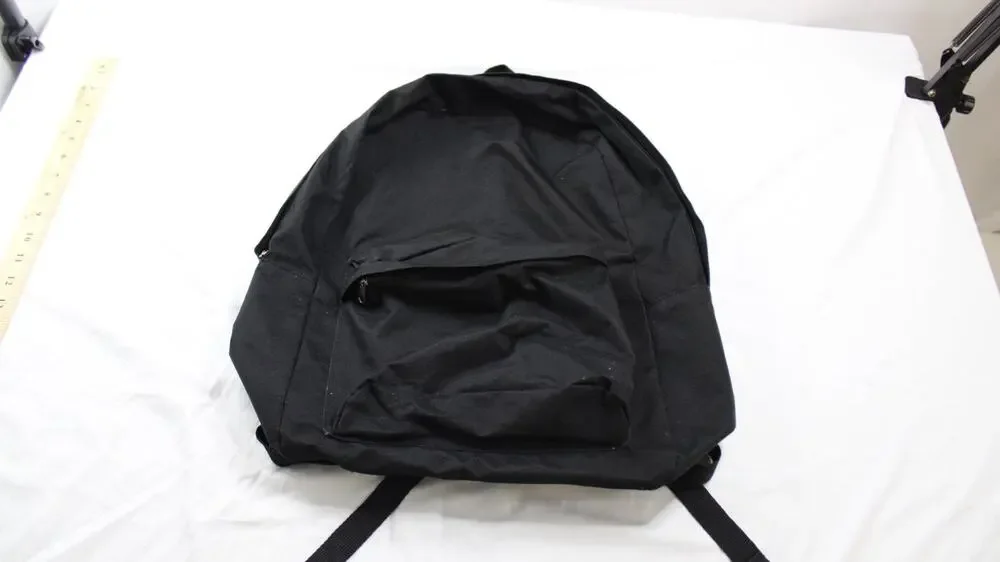 Evans Black Classic Backpack Front Zipper Pocket School Travel Book Bag M Unisex